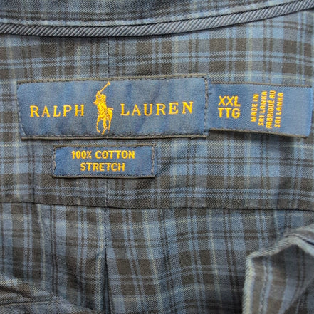 Chemise Ralph Lauren XXL Bleu Noir Carreaux Logo Marine Manches Longues