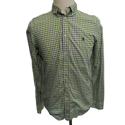 Chemise Ralph Lauren Enfant XL 18-20 Vert Bleu Carreaux Shirt Button Down