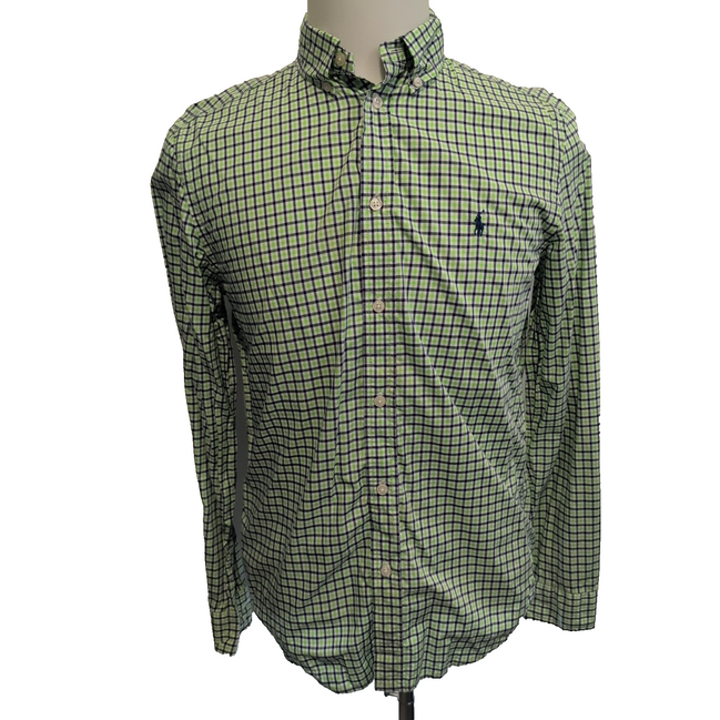 Chemise Ralph Lauren Enfant XL 18-20 Vert Bleu Carreaux Shirt Button Down