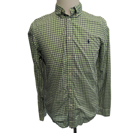 Chemise Ralph Lauren Enfant XL 18-20 Vert Bleu Carreaux Shirt Button Down