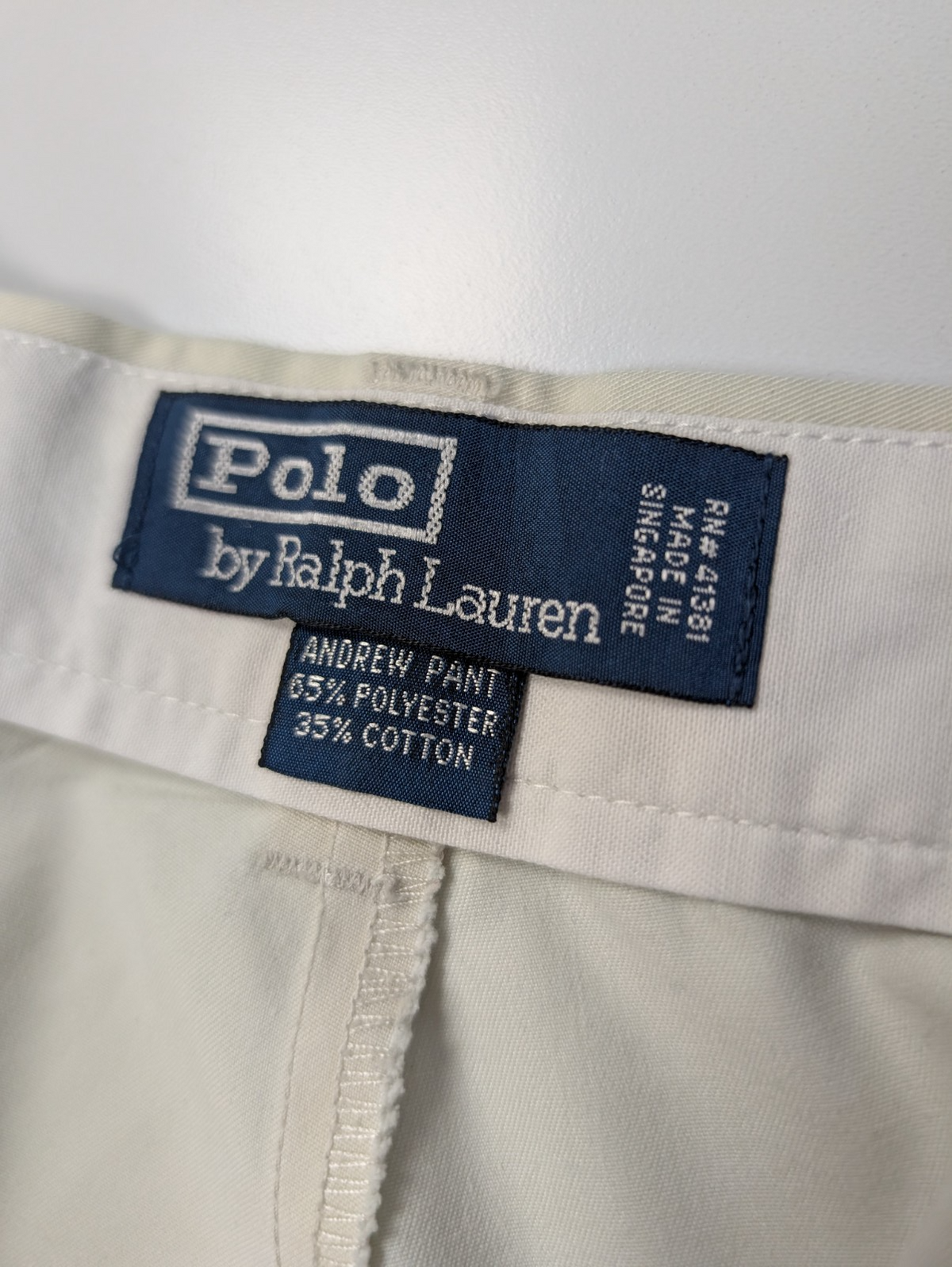 Pantalon chino Polo Ralph Lauren Andrew Pant W38 L32 crème pinces Singapore
