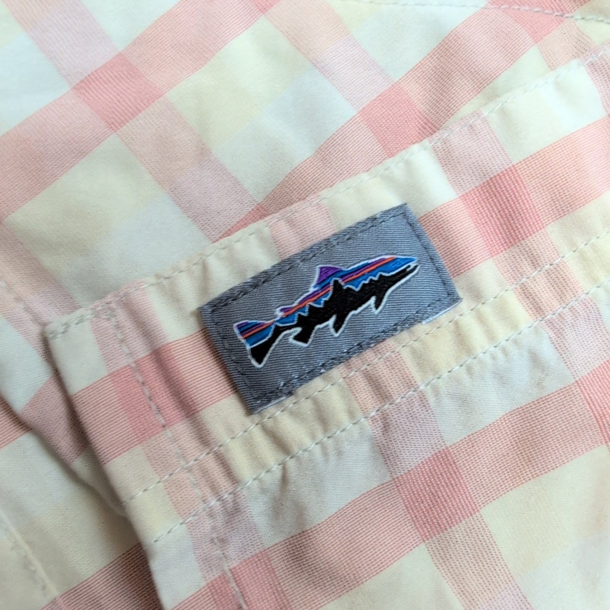 Chemise Patagonia XL Saumon Crème Carreaux Nylon Recyclé Poches Zip