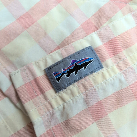 Chemise Patagonia XL Saumon Crème Carreaux Nylon Recyclé Poches Zip