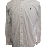 Ralph Lauren Chemise Classic Fit S/M Blanche Logo Bleu Marine