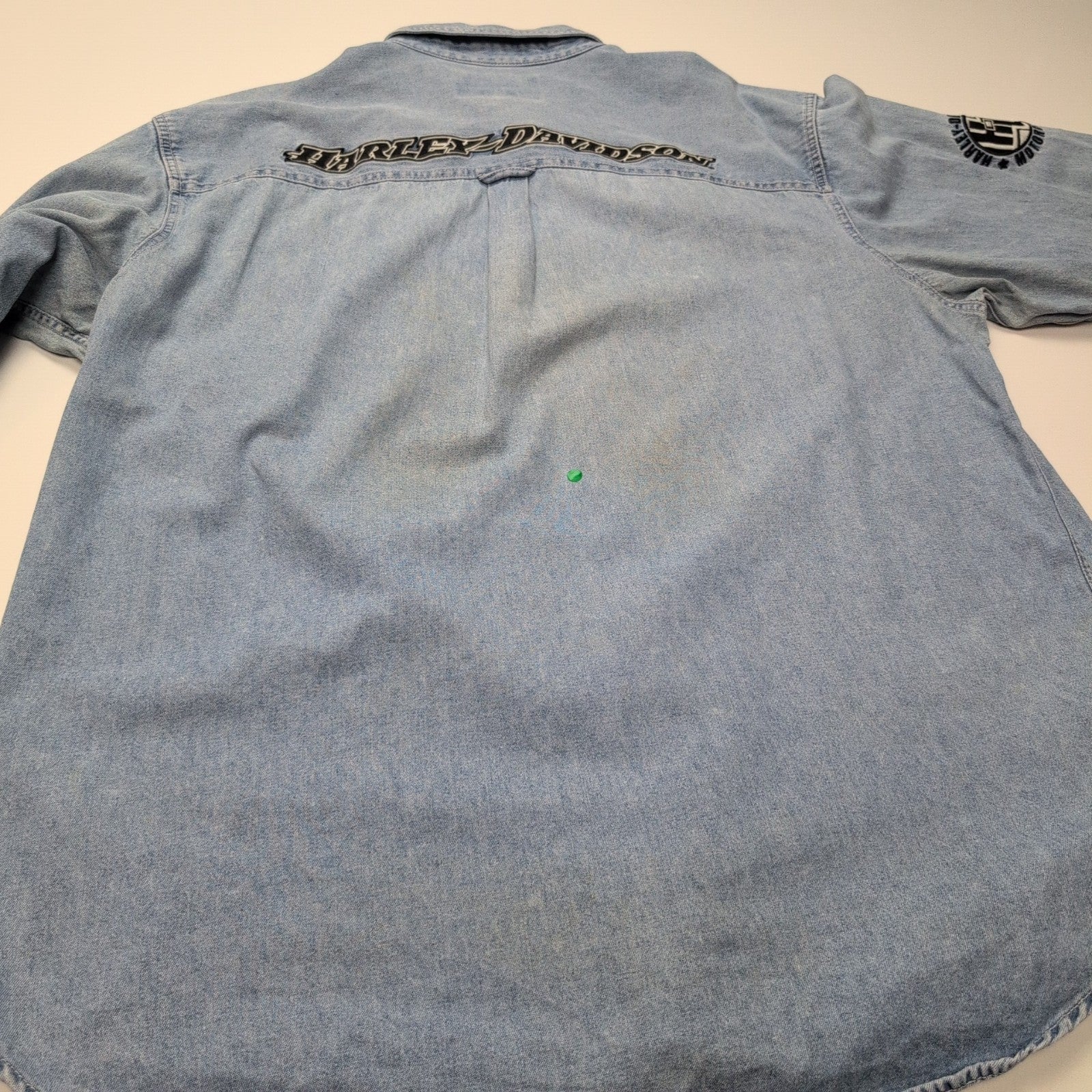 Chemise Harley Davidson XL Jean Bleu 100% Coton Brodée 2 Poches Logo