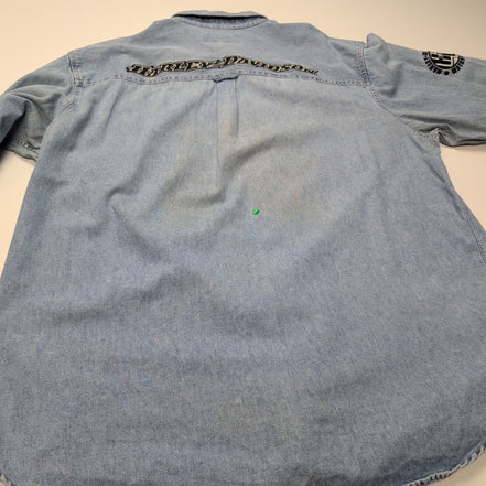 Chemise Harley Davidson XL Jean Bleu 100% Coton Brodée 2 Poches Logo