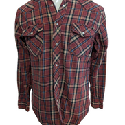 WRANGLER Chemise Flanelle Western Bordeaux Bleu M EE Boutons Pression | 328S