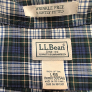 Chemise LL Bean L Bleu Vert Carreaux Wrinkle Free Coton Poche USA longues mch