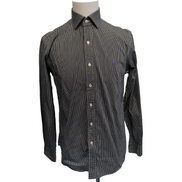 Chemise Ralph Lauren Custom Fit Dress Shirt 15 1/2 M Noir Rayures Coton