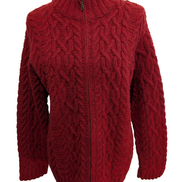 Gilet LAUREN RALPH LAUREN Rouge 100% LAINE Fait Main Torsadé Luxe Rare Femme