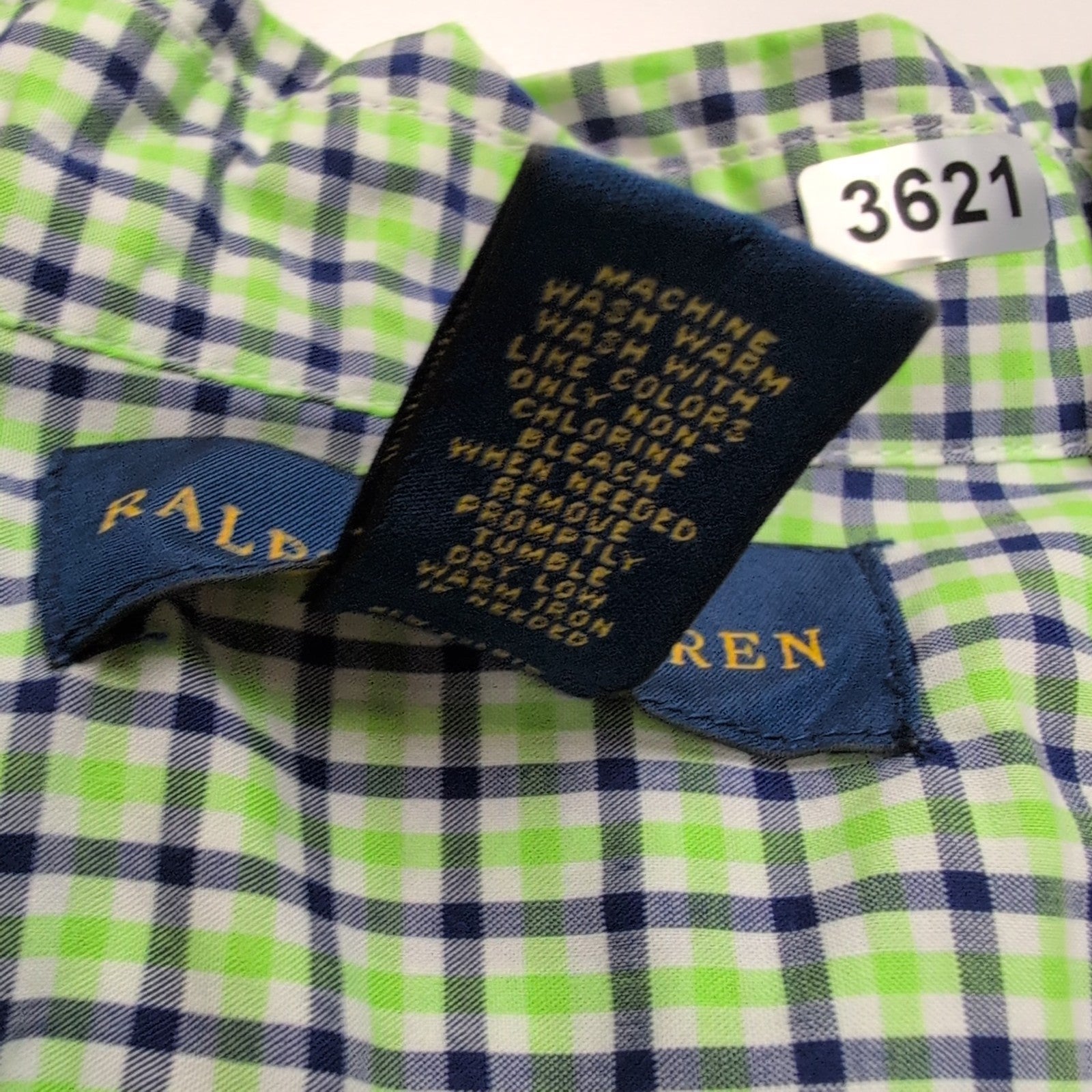 Chemise Ralph Lauren Enfant XL 18-20 Vert Bleu Carreaux Shirt Button Down