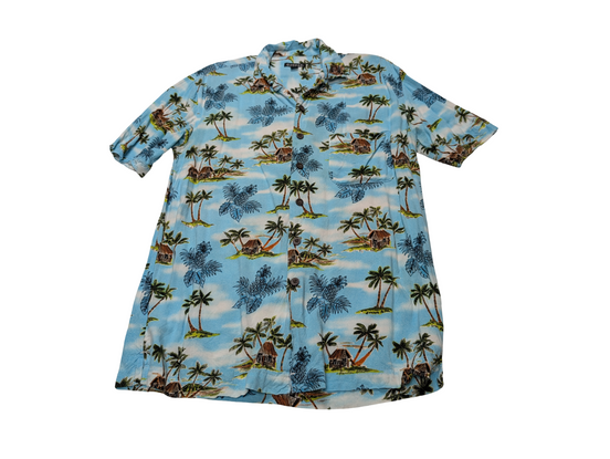 Chemise hawaïenne Georges palmiers manches courtes taille L