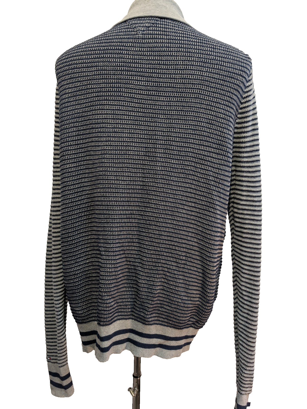 Gilet Boutonné Tommy Hilfiger Rayé Bleu Marine & Gris - Taille XL (LG)