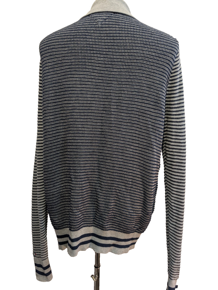 Gilet Boutonné Tommy Hilfiger Rayé Bleu Marine & Gris - Taille XL (LG)