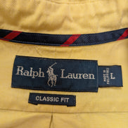Chemise Ralph Lauren jaune uni logo marron taille L #2506