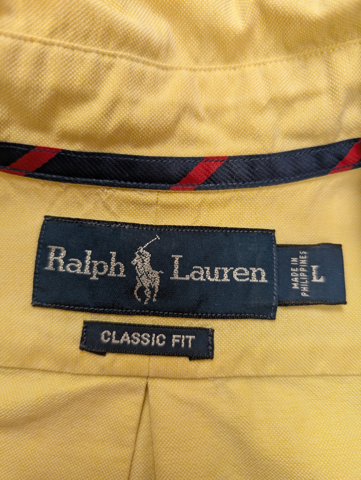 Chemise Ralph Lauren jaune uni logo marron taille L #2506