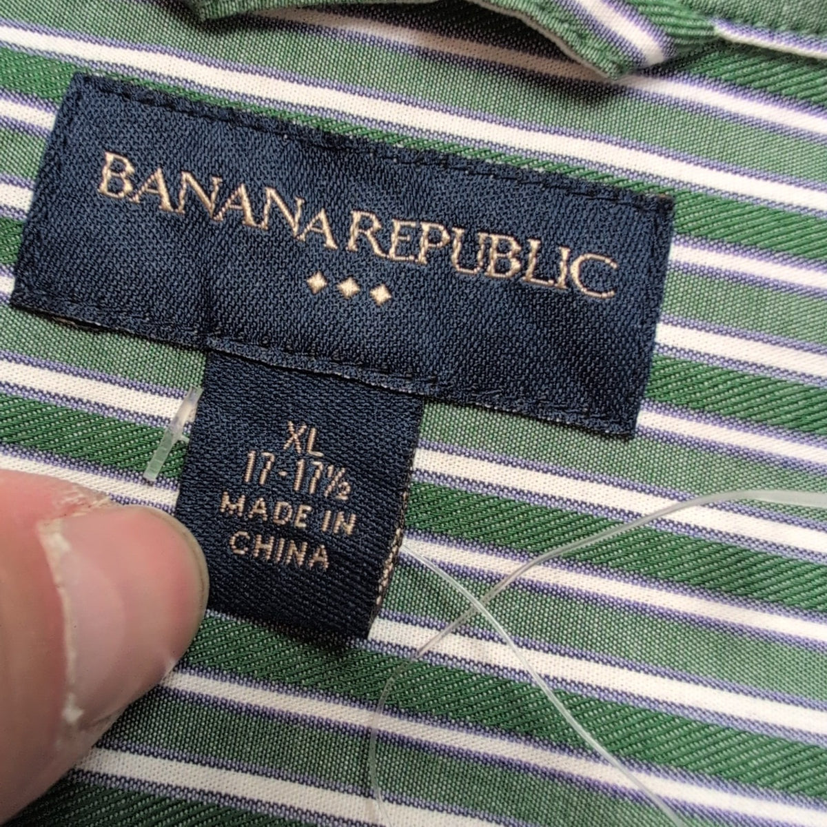 Chemise Banana Republic XL XXL Verte Rayures Blanches manches longues