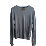 Pull Polo by Ralph Lauren col V bleu gris coton Pima logo taille XL
