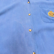 Chemise Lauren Ralph Lauren Femme S Soie Bleu Logo Écusson Doré Poche