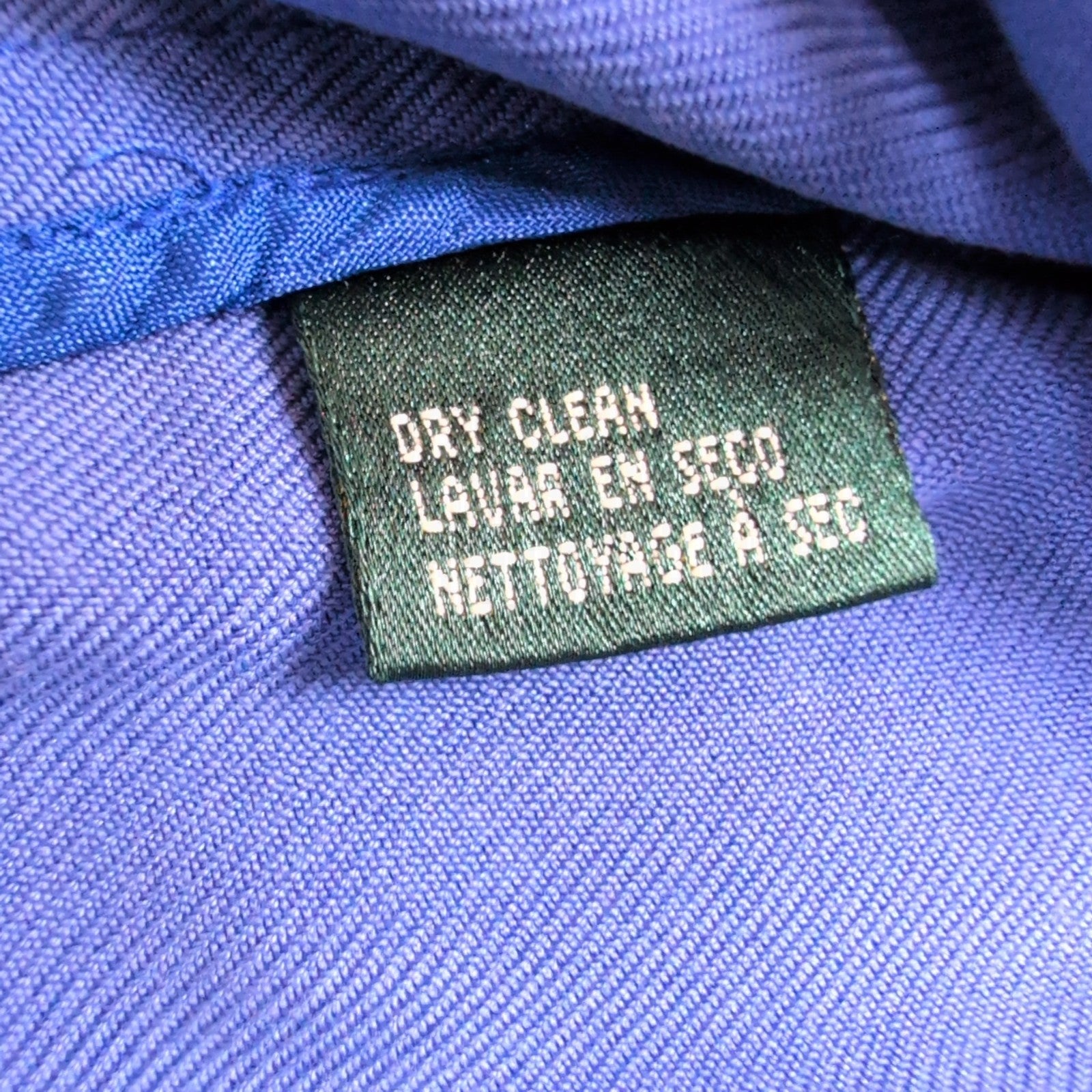 Chemise Lauren Ralph Lauren Femme S Soie Bleu Logo Écusson Doré Poche