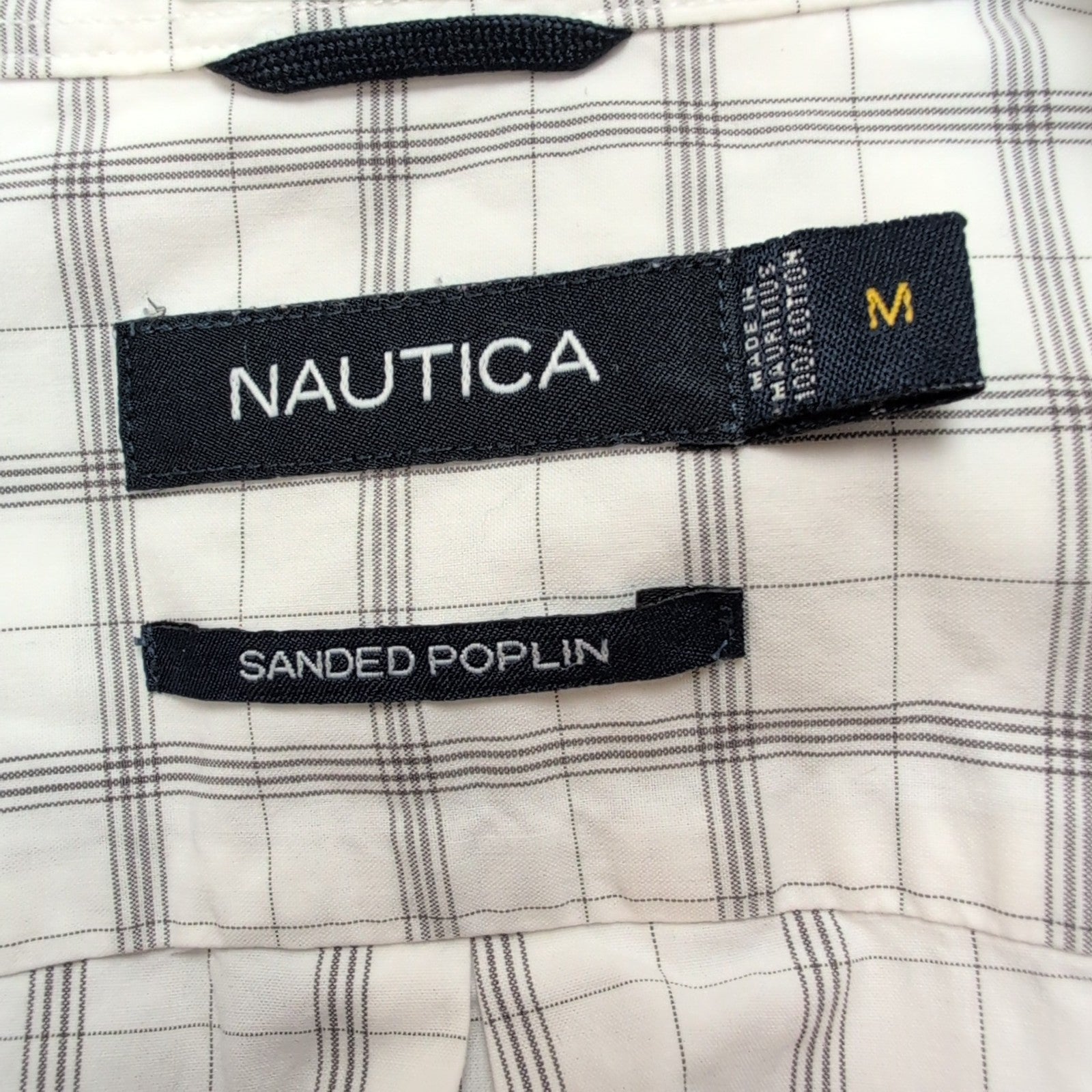 Chemise Nautica Carreaux Noir et Blanc Taille M 100% Coton Manches courtes Poche