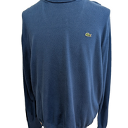 Pull Lacoste L bleu Classic Fit 100% coton col rond logo crocodile brodé