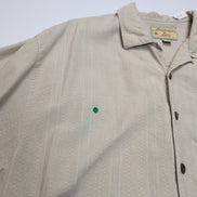 Chemise Hawaïenne Boundary Bay XLTG 100% Soie Gris Boutons Bois Palmier