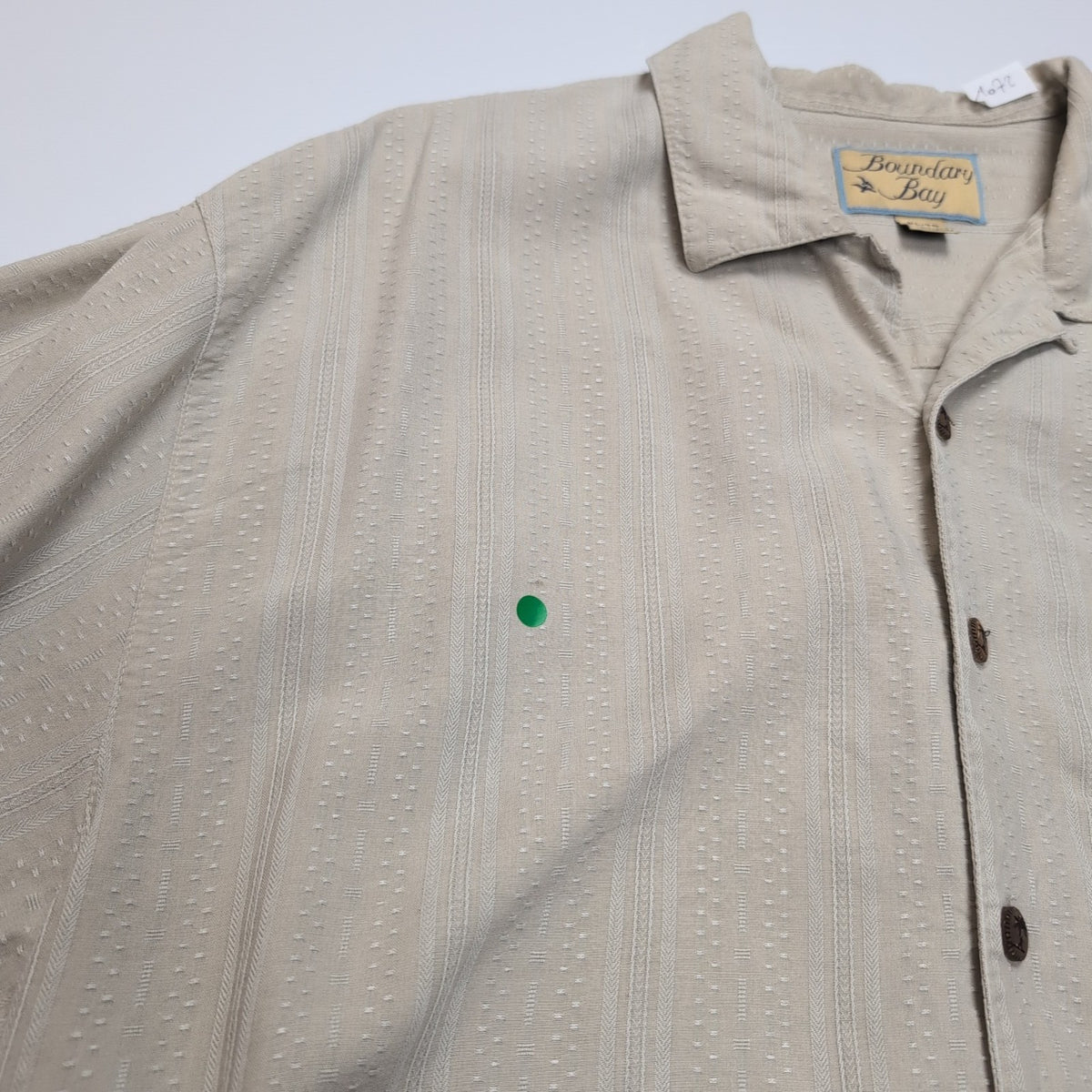 Chemise Hawaïenne Boundary Bay XLTG 100% Soie Gris Boutons Bois Palmier