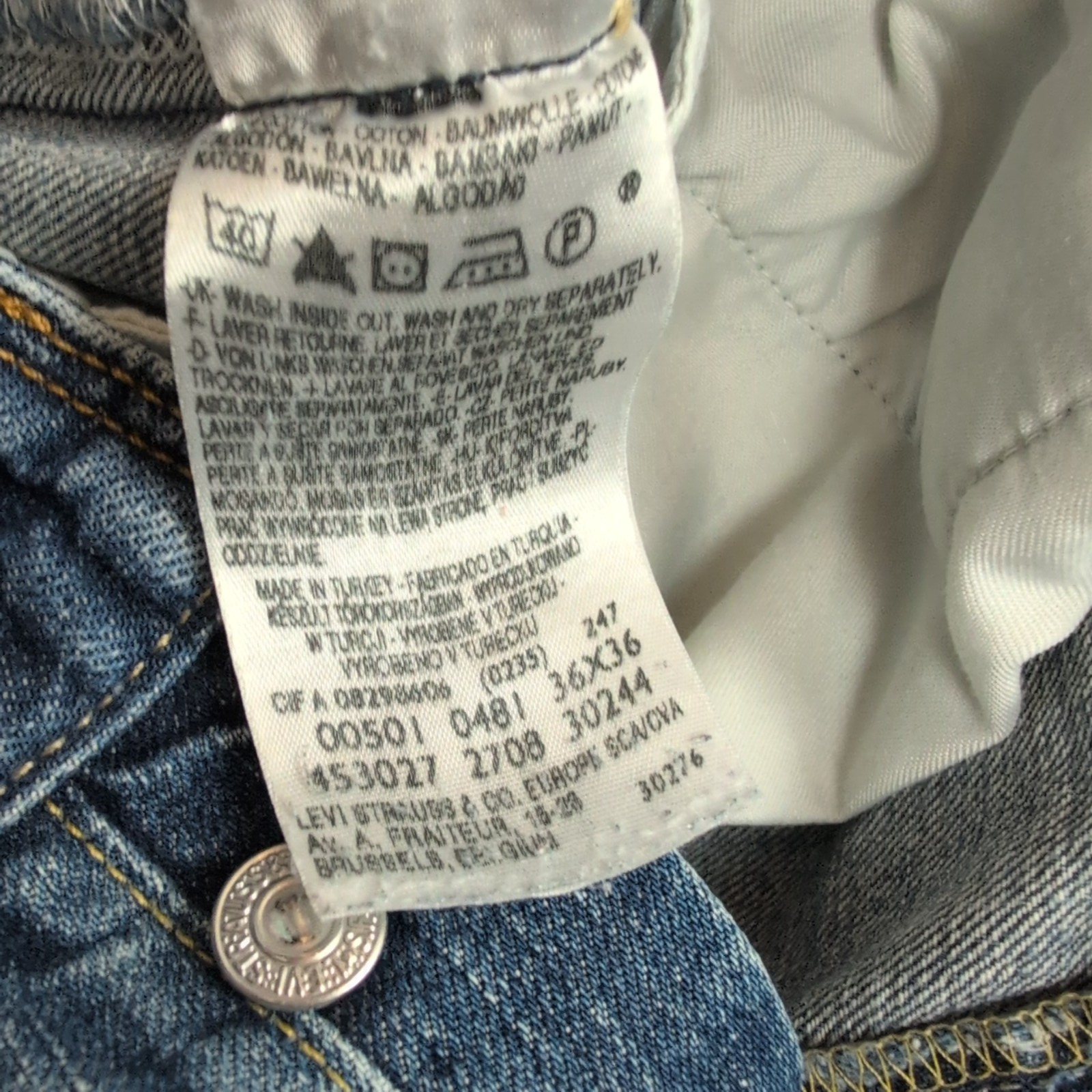 Levi’s 501 Jean Homme W36 L36 Bleu Vintage Pantalon Bouton Coupe Droite