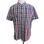 Chemise Tommy Hilfiger Manche Courte Bleue Blanche Rouge Carreaux Taille XL Une