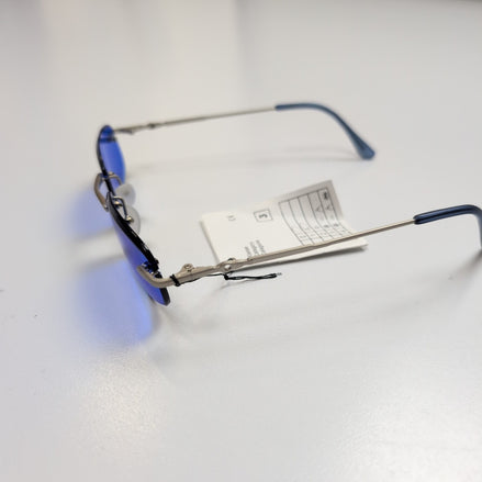 Lunettes de soleil Y2K Sans Monture Verres Rectangulaires Biseautés Teintés Bleu