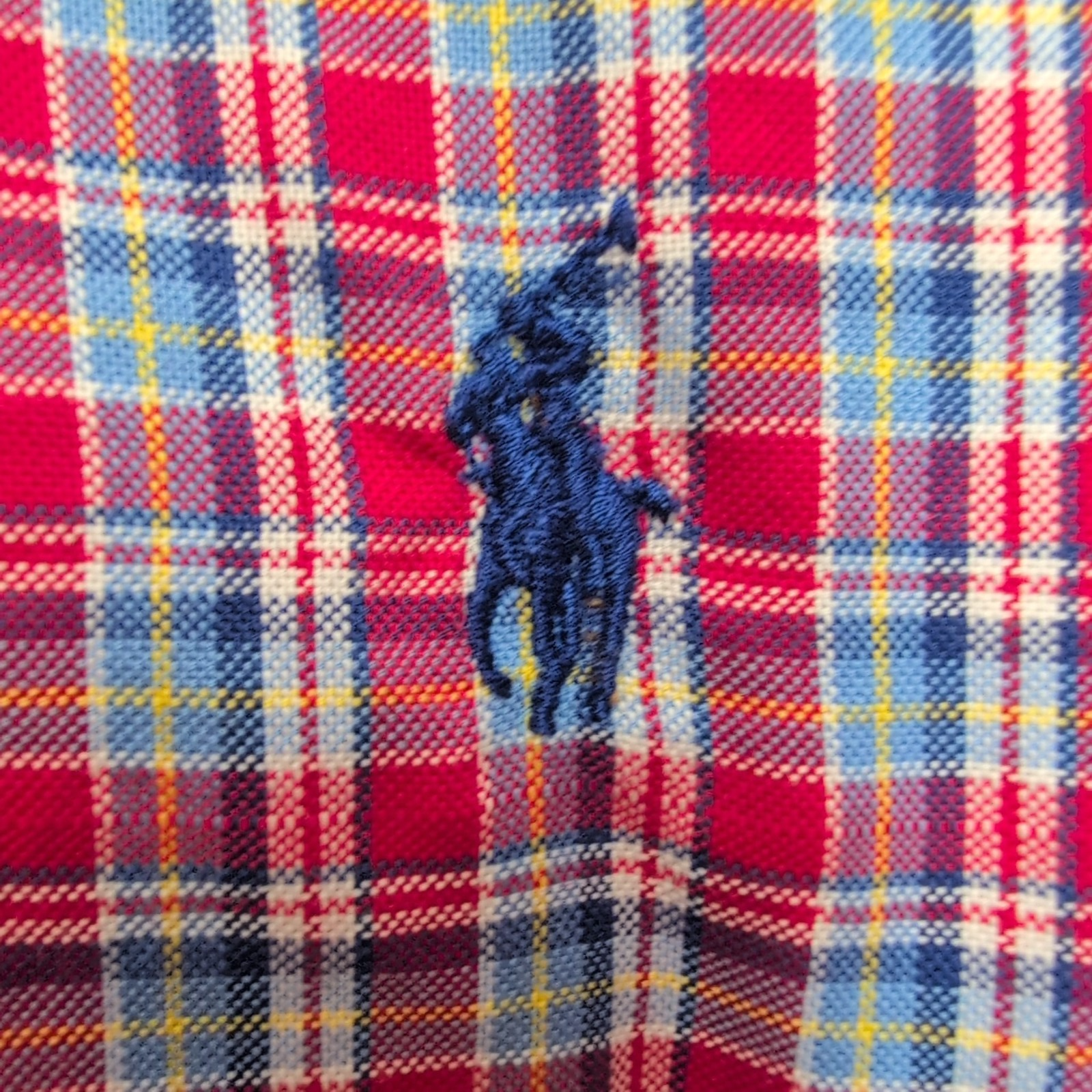 Chemise Ralph Lauren M Rouge Bleu Carreaux Shirt Button Down Coton Logo Marine