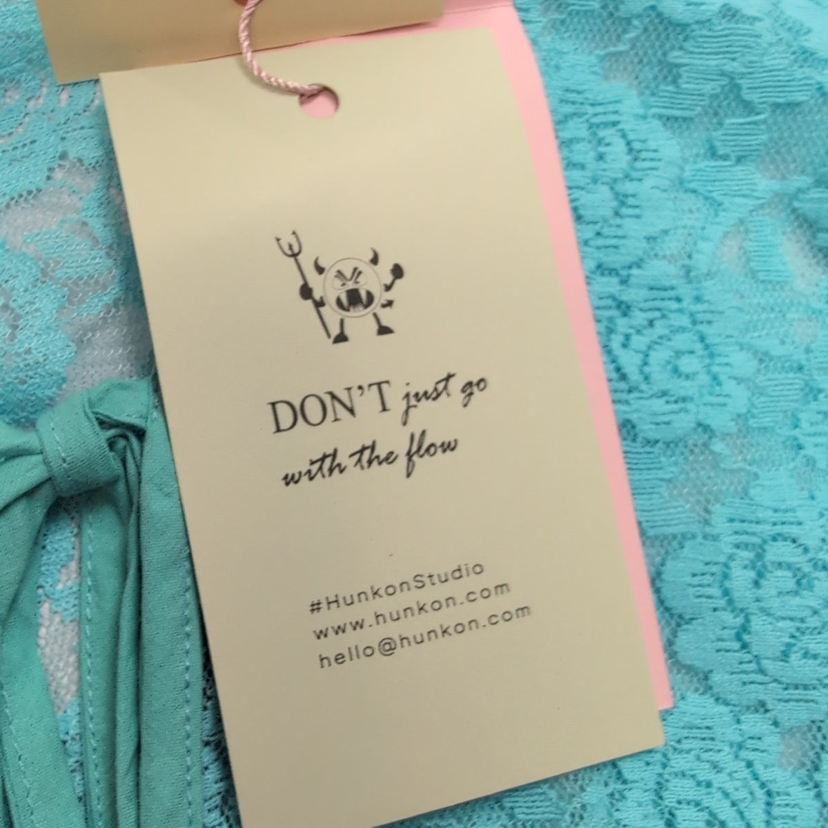 Haut Court Femme HUNKØN XS Dentelle Turquoise Manches Longues Neuf