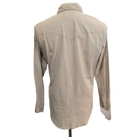 Chemise Wrangler Western Manches Longues Beige Boutons Pression Nacrés Taille M