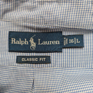 Chemise Polo Ralph Lauren Shirt L Classic Fit Pied-de-poule Bleu Button Down