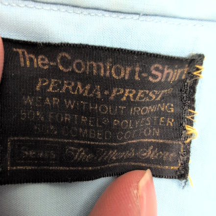 Chemise Sears XL Bleu Uni Col Pointe Manches Courtes Permanent Press