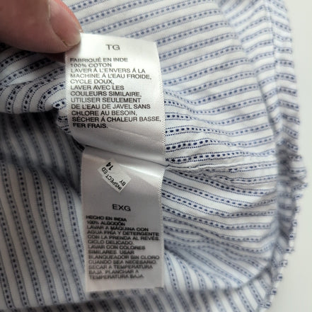 Chemise Nautica Jeans Co XL Bleu Rayures Manches courtes Poche Logo Brodé