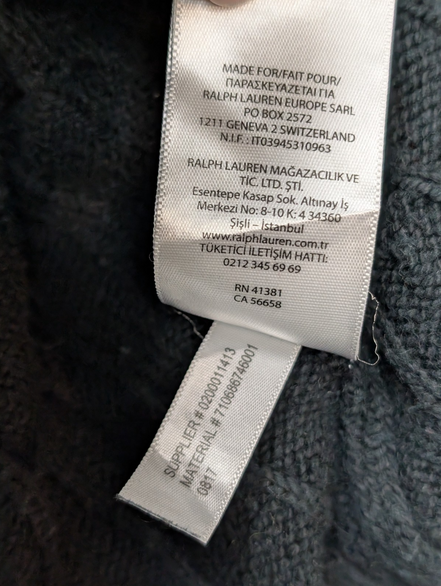 Pull Polo Ralph Lauren Torsadé Noir Logo Gris - Taille XL / XXL