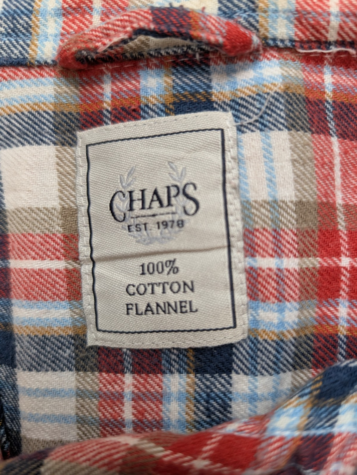CHAPS Flanelle Rouge Bleu XL Logo Brodé VINTAGE 100% Coton | 310S