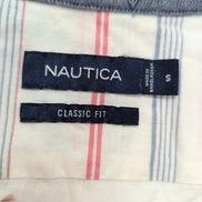 Chemise Nautica S Blanc Rayures Rouge Bleu MC Classic Fit 100% Coton