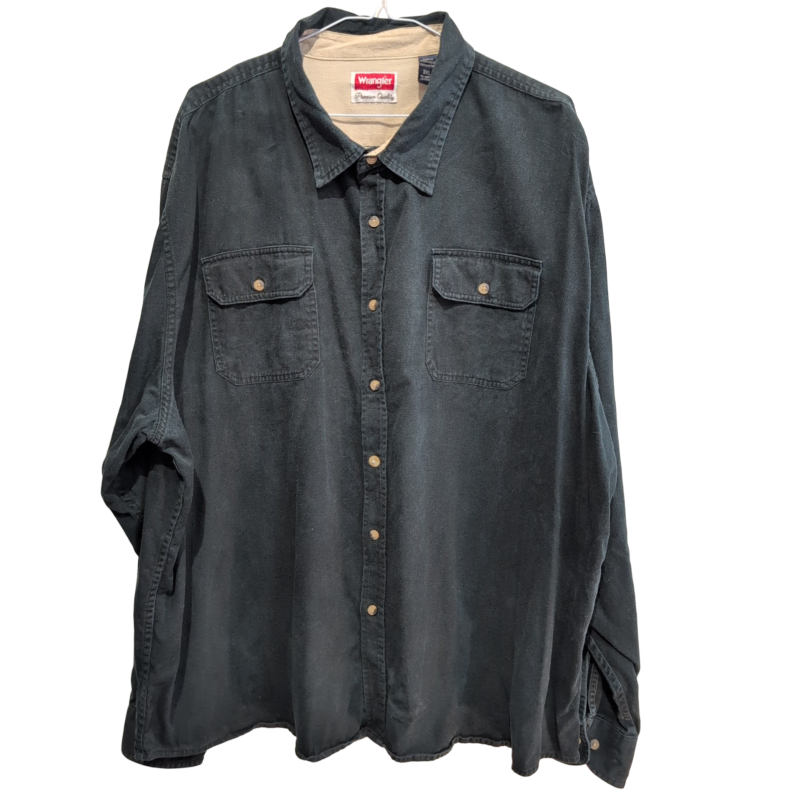 Chemise Wrangler noire unie 2 poches taille 3XL manches longues homme