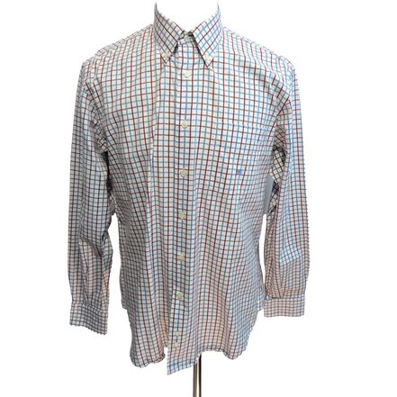 Chemise BURBERRY Taille 4 L Bleu Blanc Rouge Carreaux 100% Coton Logo Bleu