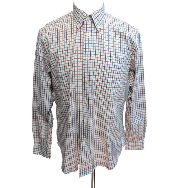 Chemise BURBERRY Taille 4 L Bleu Blanc Rouge Carreaux 100% Coton Logo Bleu