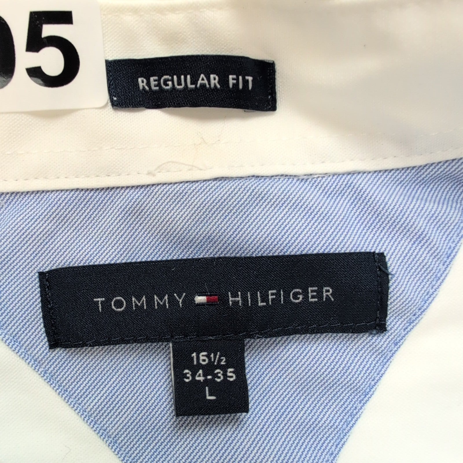 Chemise Tommy Hilfiger Blanche Coton Manches Longues 1 Poche Taille L
