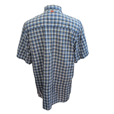 Chemise Nautica Bleu Carreaux 100% Coton Logo Métal Taille L manches courtes