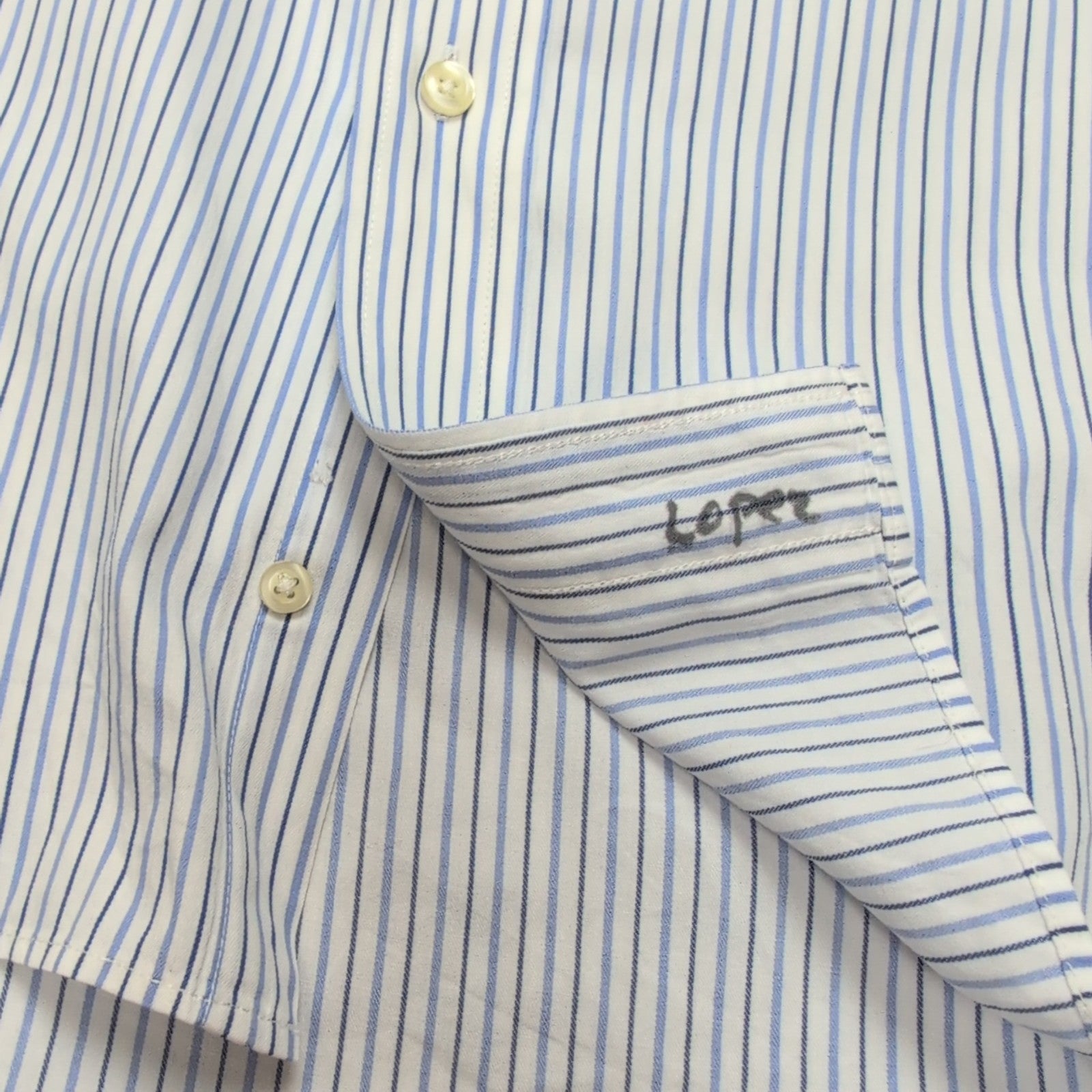 Chemise Chaps twill bleu rayures manches longues 1 poche XXL 3XL