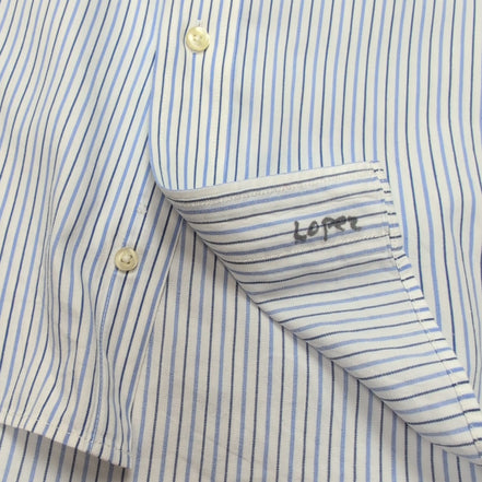 Chemise Chaps twill bleu rayures manches longues 1 poche XXL 3XL