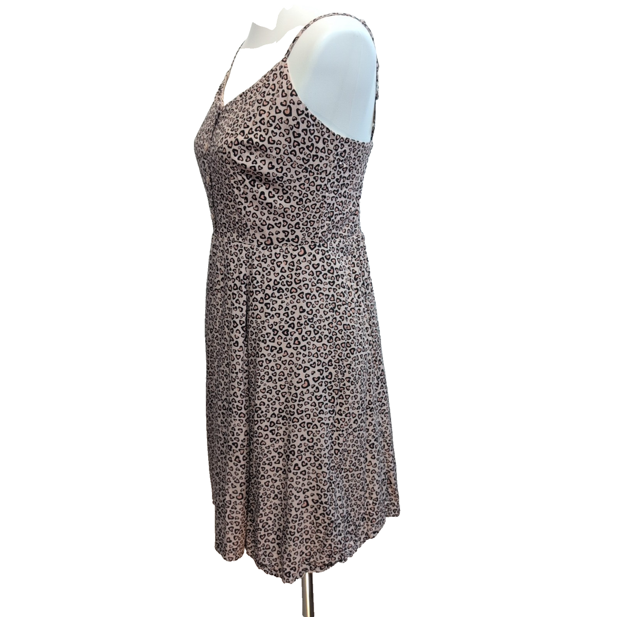 Robe GAP XS Rose Motif Cœurs Bretelles Réglables Viscose Doublée