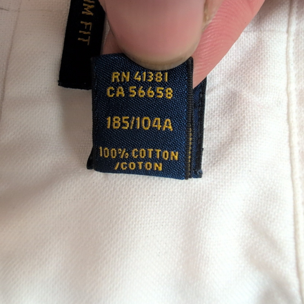 Chemise Ralph Lauren Slim Fit XLT blanc uni logo bleu marine coton