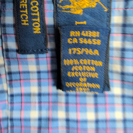 Chemise Ralph Lauren M Stretch Bleue Rose Carreaux Button Down Shirt